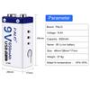 PALO 100% оригинальная 6f22 9V Usb батарея 9v перезаряжаемая батарея Li Ion 9V литий-ионные батареи для термометра микрофона батареи