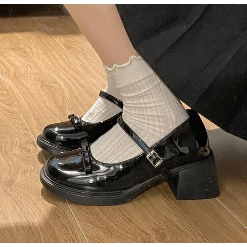 Женские лоферы Ретро Коричневые туфли Мэри Джейн Женские Толстый каблук Пряжка на щиколотке Туфли Лолита Женские Форменные Пу Кожаные Туфли-лодочки