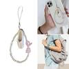 Elegant Ballet Shoe Charm Keychain Acrylic Beaded Phone Strap with Bowknot Keyring Bag Pendant Fashion Accessory