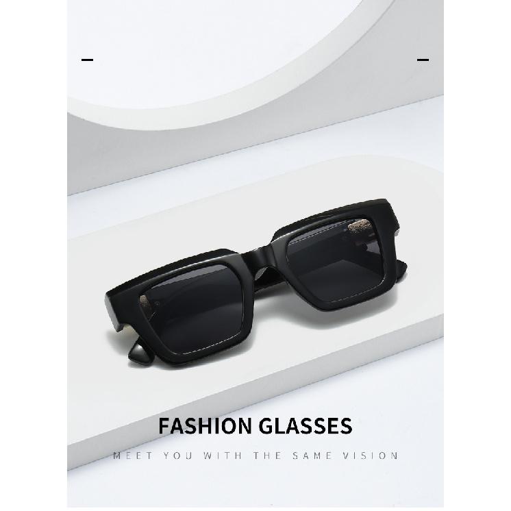 Square sunglasses, ink-wash marble pattern, street-style eyewear