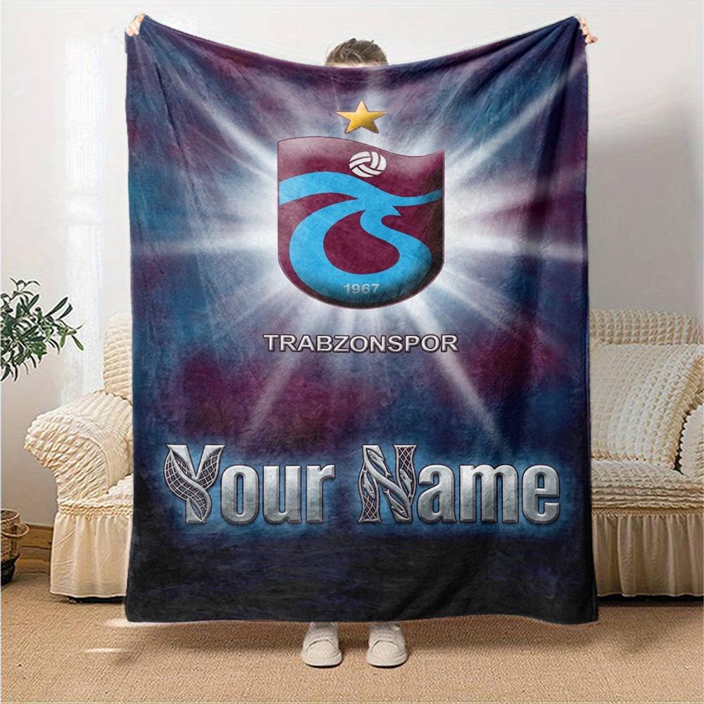 Name Custom Trabzonspor Print Flannel Blanket High Quality Warm Comfortable Cover for All Seasons Perfect for Gifts Home Decor