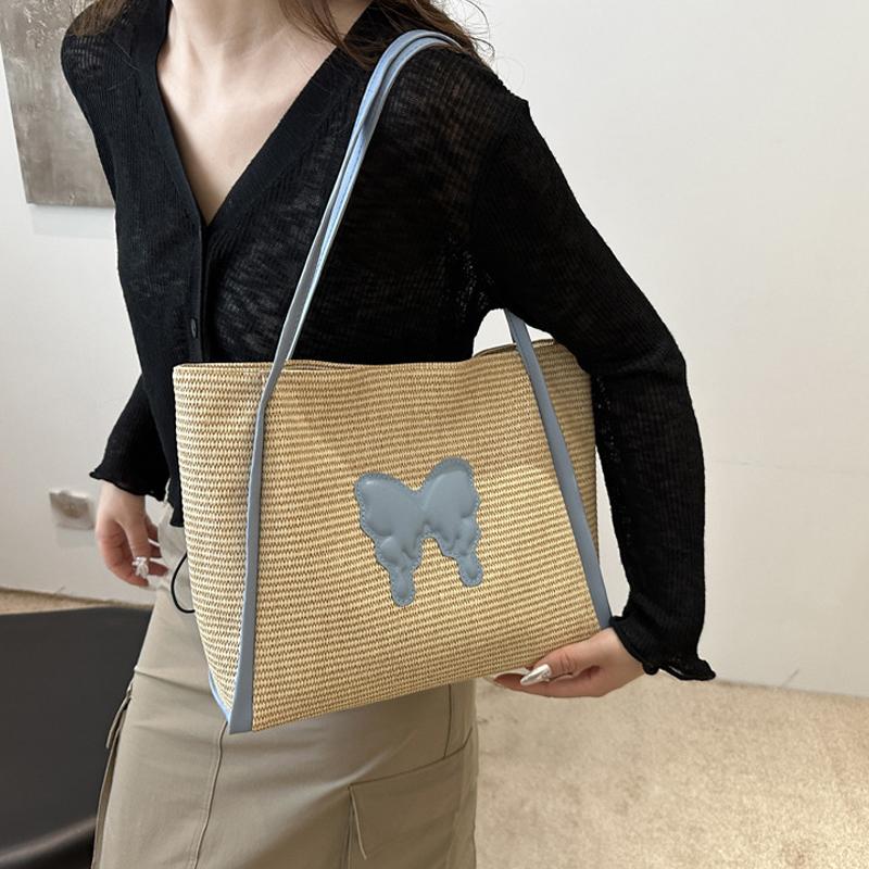 Милая плетеная сумка через плечо из ротанга ручной работы, плетеные сумки-тоут большой вместимости, большие сумки для женщин, девушек AVE