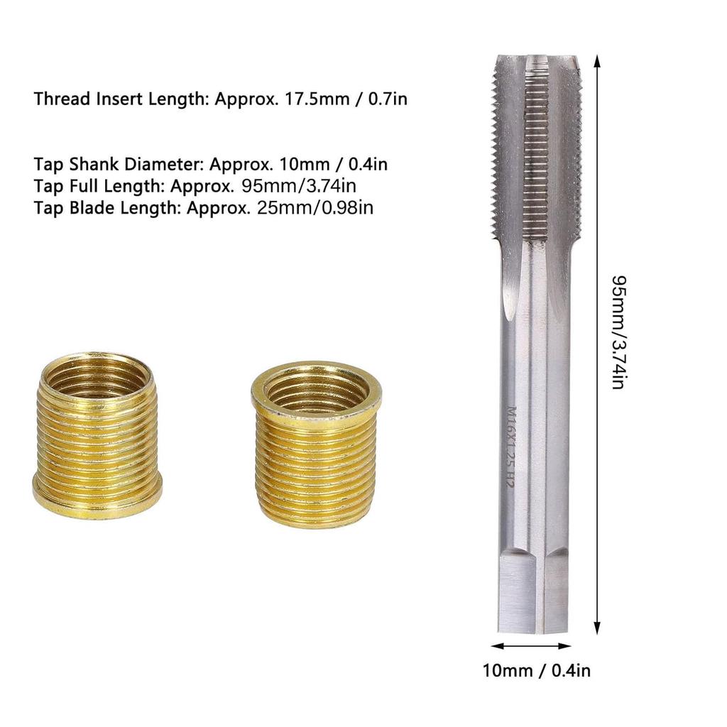 Spark Plug Thread Repair Kit, 14Mm Cylinder Head Rethreaded Kit Repair Tools Gasoline Engine M14X1.25 Erts And M16X1.25 Tap Kit
