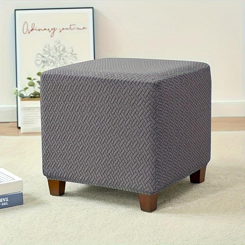 1PC T-Shape Elastic Square Ottoman Slipcover Stool Footrest Cover for Living Room Office Home Decor