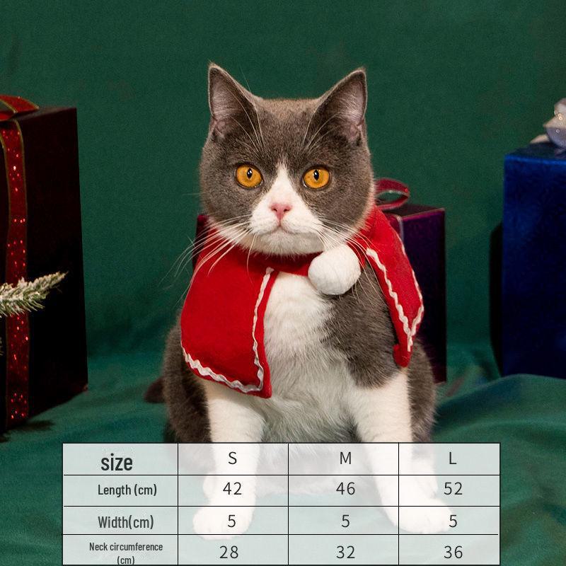 Рождественский комплект из накидки и шапки для питомца: Теплая праздничная одежда для кошек и маленьких собак