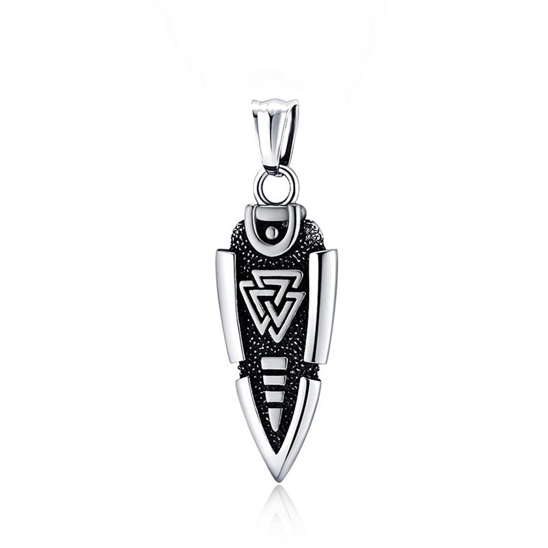 Vintage Style Norse Odin Spear Pendant Trendy Stainless Steel Gungnir Arrowhead Necklace Men Viking Rune Valknut Amulet Jewelry