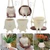 Smiling Face Flower Pot Resin Cute Plant Succulent Pots Creative Hanging Swing Chair Planter for Indoor Outdoor Plant