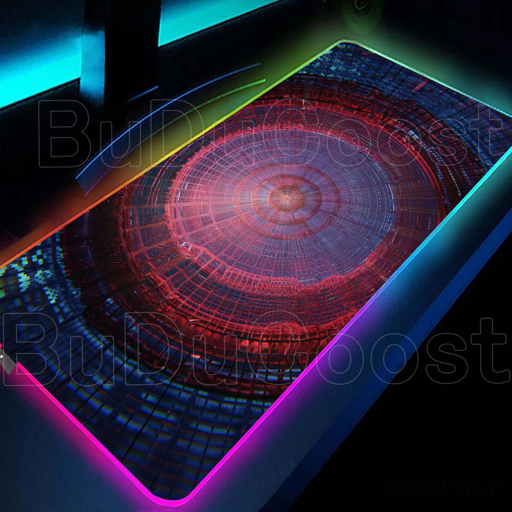 RGB Cool Geometric Shape Starry Sky Mouse Pad Gaming Geometry Luminous Anti Slip Computer Office Rubber Cool Mouse Pad Desk Pads
