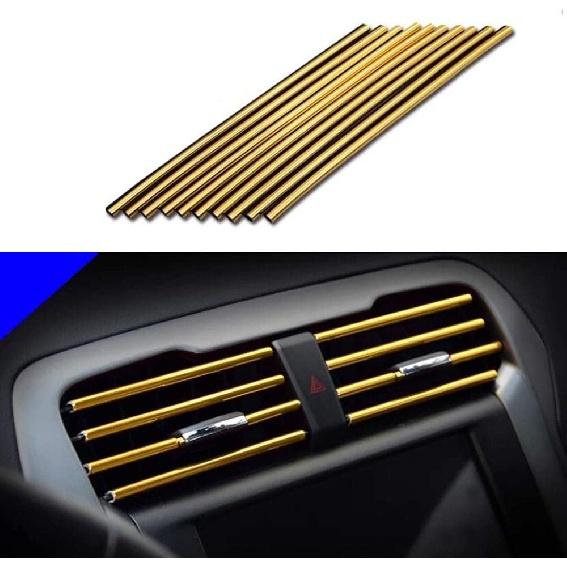 10pcs20cmCar Air Conditioner Vent Outlet Trim StripsPVC Central control car color bright bar universal sele-hesive plating