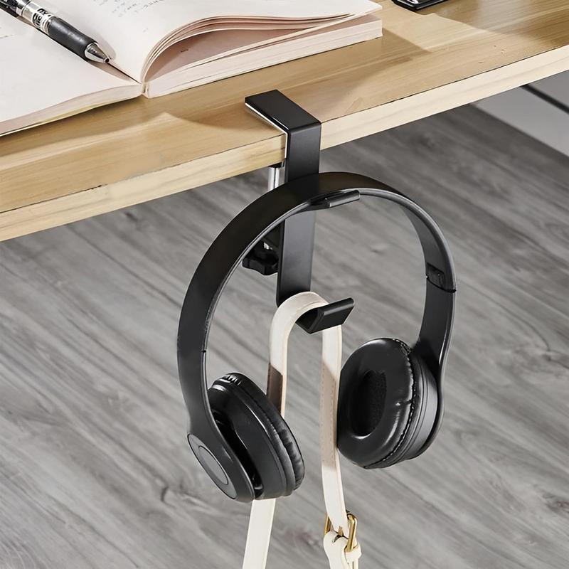 Desk Clamp Bag Hook Adjustable Double Hook Headphone Stand Backpack Storage Hanging Hook Punch-free Home Office Organizer