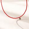 J.Lauren N0925 Crimson Bead Smile Silver Choker Necklace