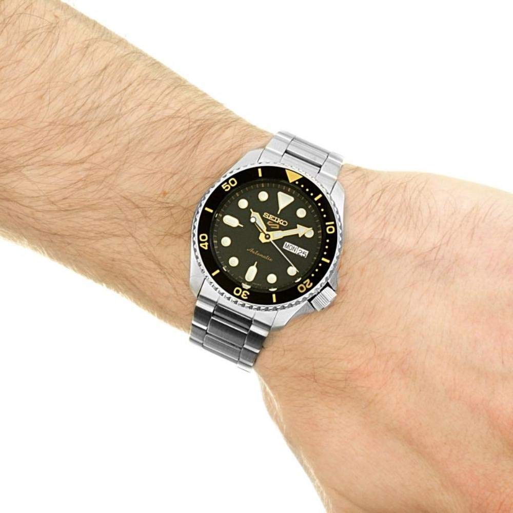 SEIKO5 спортивные черные циферблаты серебристый браслет из нержавеющей стали автоматические часы SRPD57K1 [Seiko] [Товар]