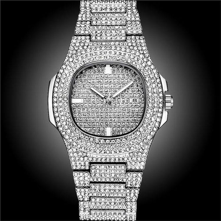 Diamond Watch Gold Plated Business Watch Stainless Steel Waterproof Woman Girl Quartz Watches