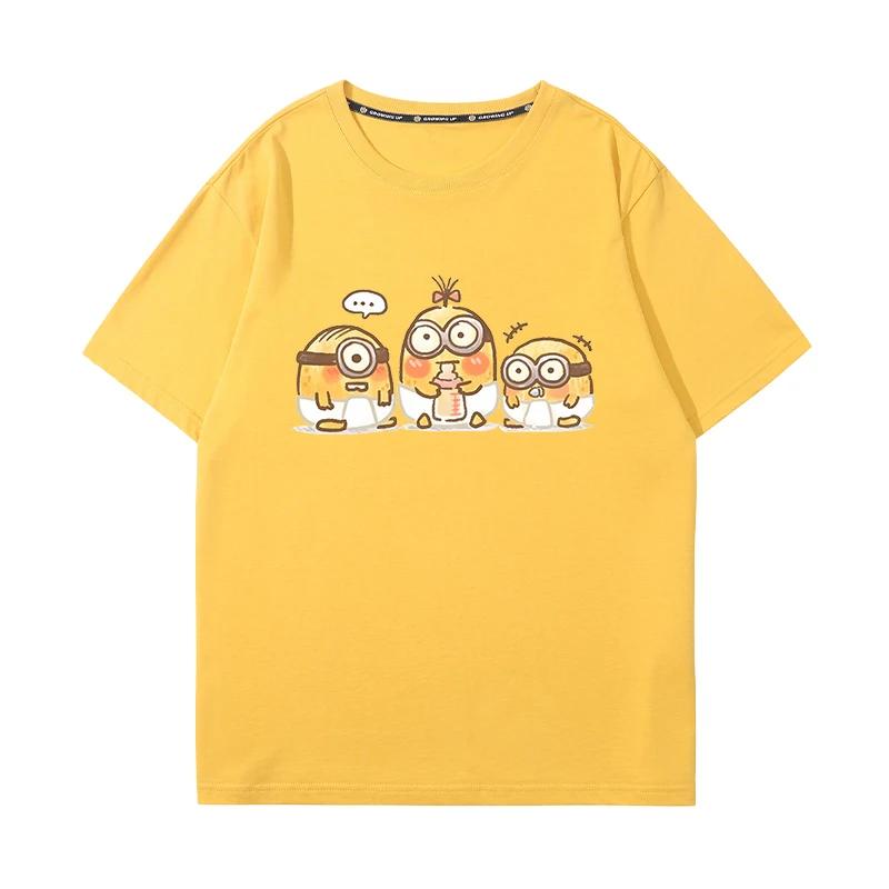 MINISO Футболка с принтом аниме и мультфильма «Губка Боб» для детей и подростков, летняя, смешная, с круглым вырезом, футболка, одежда с коротким рукавом для мальчиков и девочек
