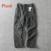 Новые брюки-карго мужские плюшевые теплые прямые свободные брюки однотонные серые универсальные рабочие брюки черные джоггеры хлопковые повседневные брюки