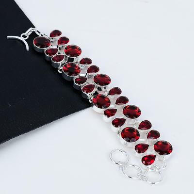 Красный Гранат Браслет Красный Гранат Драгоценный Камень Ручной Работы Стерлингового Серебра 925 Браслет Красный Гранат Ювелирные Изделия Браслет Для Подарка Гранат Ювелирные Изделия Для Мамы
