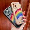 For iPhone 16 15 14 13 12 11 Pro Max XS Max XR X SE 8 7 Colorful Rainbow Smile Face Pattern Soft Silicone Full Lens Protect Phone Case