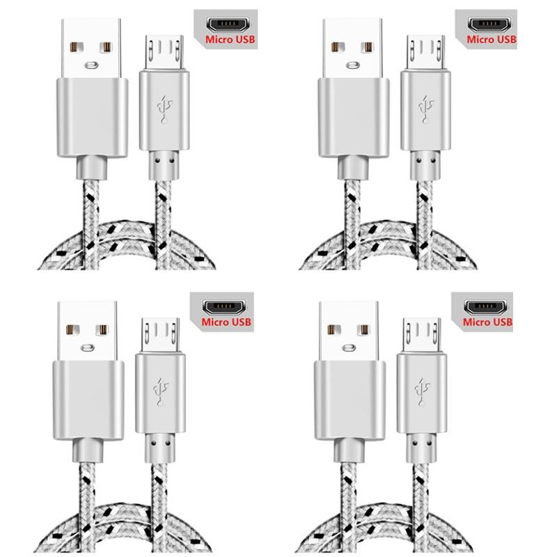 1-4pcs Micro Cable USB Fast Charge Data Cable For Xiaomi Redmi Huawei Android Mobile Phone 0.5m1M 2M 3M Nylon Braided USB Cables