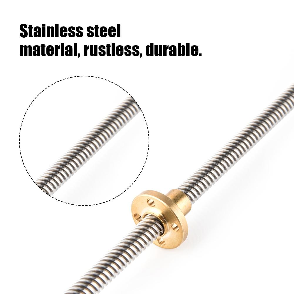 T8 8mm Trapezoidal Stainless Steel Threaded Rod Lead Screw & Brass Nut for 3D Printer 330mm