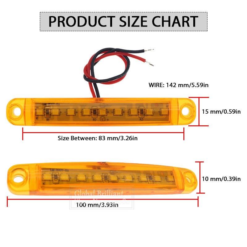 2x 9 светодиодов Белый + Янтарный + Красный + Зеленый + Синий 24 В Водонепроницаемые фонари Боковые габаритные фонари Задний указатель Стояночные огни Автобус/грузовик/прицеп/грузовик