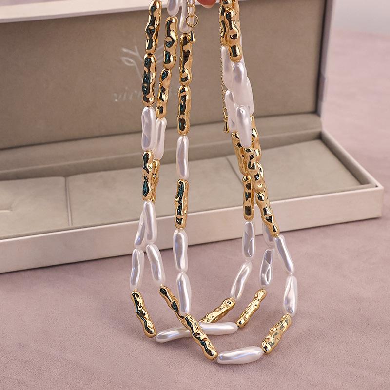 Ожерелье из зубочисток с барочным жемчугом: Нишевый французский ретро-дизайн для женщин