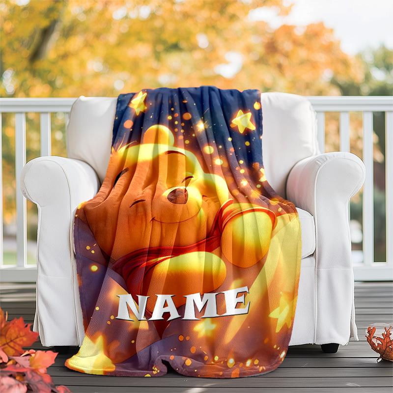 Customizable Winnie Throw Blanket – Personalized Name, All-Season Cozy Snug Blanket, Machine Washable, Personalized Blanket