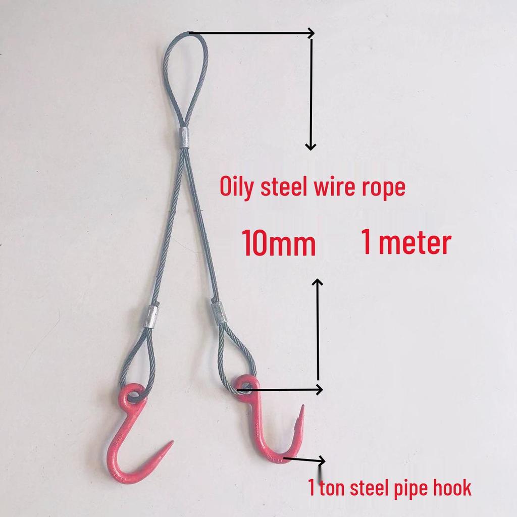 Двухветвевой строп из плетеного стального каната с крюками для такелажа при обслуживании кранов