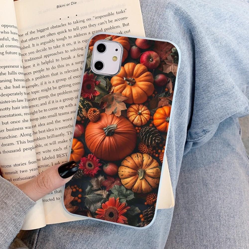 Чехол для телефона 'Тыква Счастливая Осень' для IPhone 14 11 12 13 Mini Pro Xs Max 8 7 6 6S Plus X XR, однотонный цвет конфеты