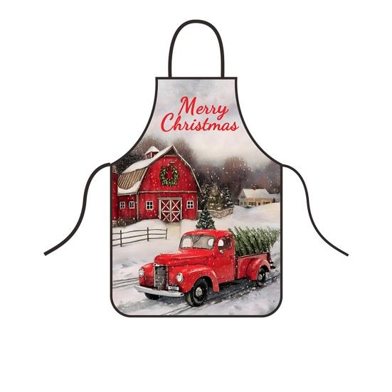 Рождественский фартук Праздничный фартук с принтом для готовки и сервировки Регулируемая шейная лямка Кухонный фартук для готовки, садоводства, официанта