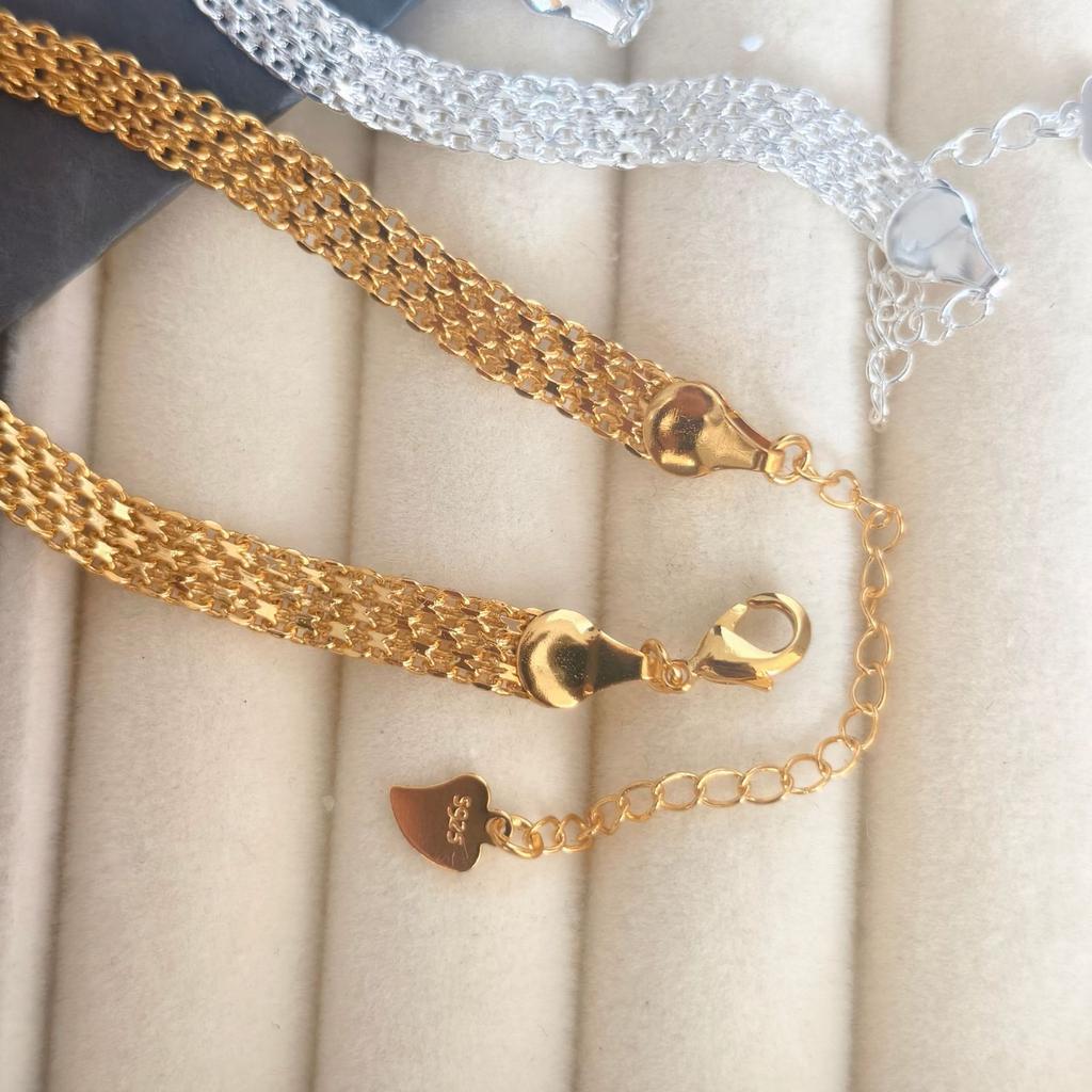 Посеребренный тисненый сетчатый плоский браслет-цепочка для часов Женские модные аксессуары