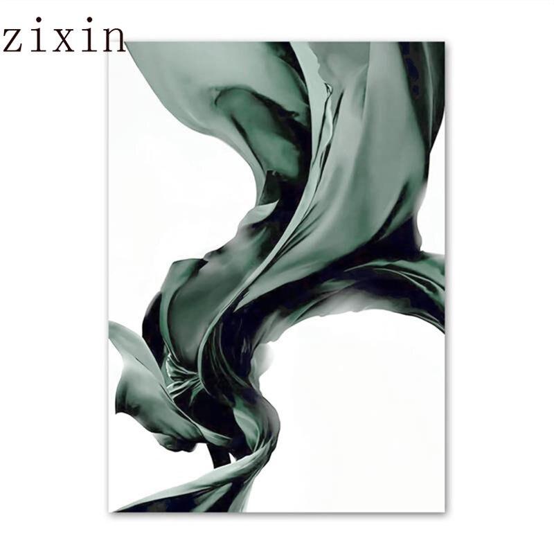 Зеленая картина Монстера с листьями эвкалипта, настенное искусство, холст, картина, скандинавский постер, чернильная ладонь для гостиной, спальни, домашний декор