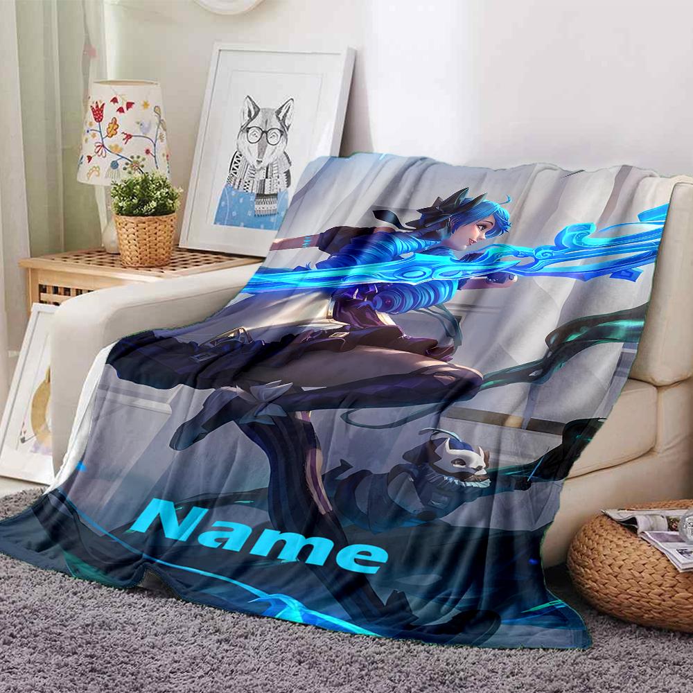 Custom Name League of Legends Theme Printed Blanket - Perfect for Couch, Bed, Travel & Outdoor Use | Machine Washable, Cozy & Durable.