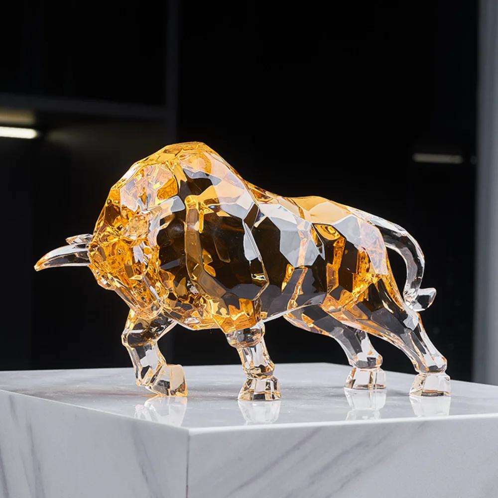 Cow Ornaments Crystal Cow Breath Light Luxury Desk Decorations Home Accessories Living Room Tv Cabinet Wine Cooler