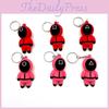 Stylish Squid Game Keychain Red Guard Staff Worker Figure Pendant For Fans
