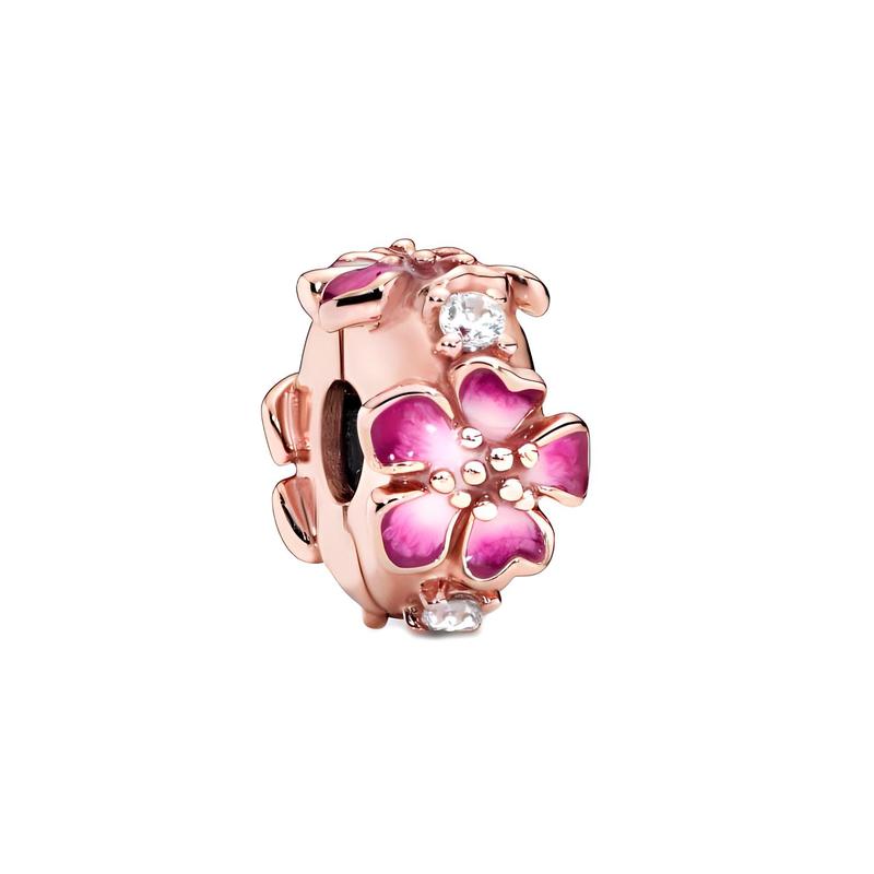 Pandora MOMENTS Peach Blossom Fashion Versatile Fixing Clip Necklace/Pendant Women's Rose Gold 788099CZ