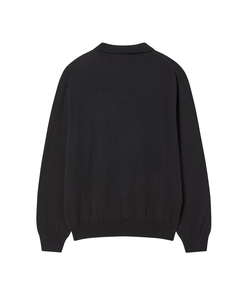 BEYOND CLOSET [Collection Line] Fine Wool Fit Collar Knit Black