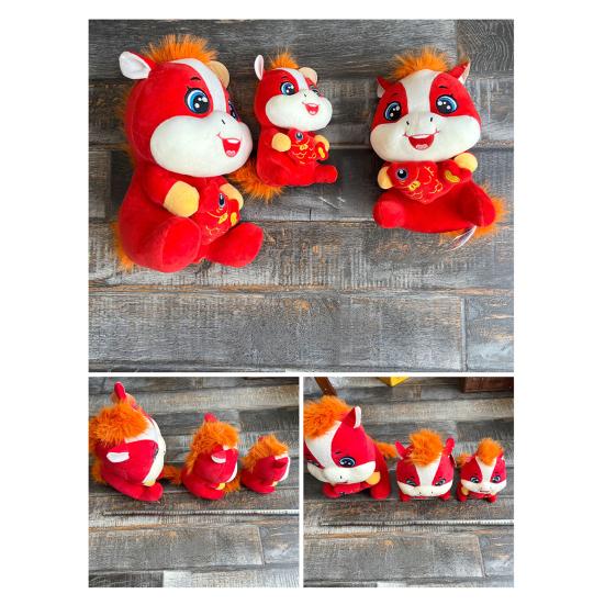 Plush Horse Hugging Fish Doll Soft Skin-friendly Stuffed Animal 2026 New Year Red Horse Plushie Festive Symbol for Success