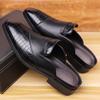 Big Size Fashion Casual No Heel Half Slippers for Men Summer Autumn New Designer Leather Shoes Male Solid Color Mules Man