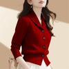 Fashion Minimalist Jacket Long Sleeved Knitted Autumn And Winter Cardigan Niche Loose Fitting Sweater For Women Blazer