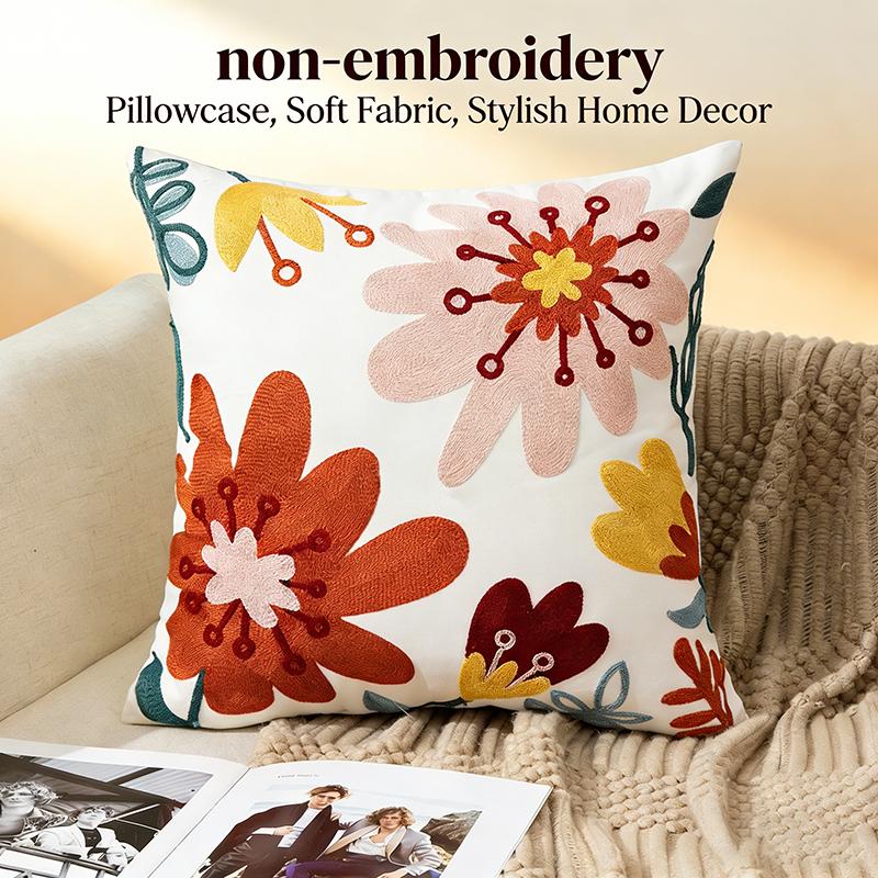 Boho 2D Flat Printed Floral Bird Cushion Cover Throw Pillow Case Sofa Bed Couch Living Room Aesthetic Home Decor