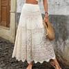 2025 New Holiday Skirt Women Knitting Lace Solid Hollow Out Sexy Hollow Summer Style Loose Basic Dress