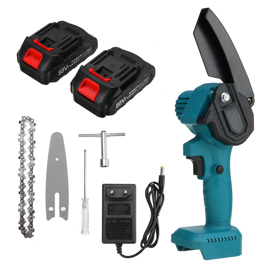 Мини 1200 Вт 4 дюйма Электрическая цепная пила Электрическая бензопила с 2 литиевыми батареями Деревообработка Обрезная пила Одноручный садовый инструмент