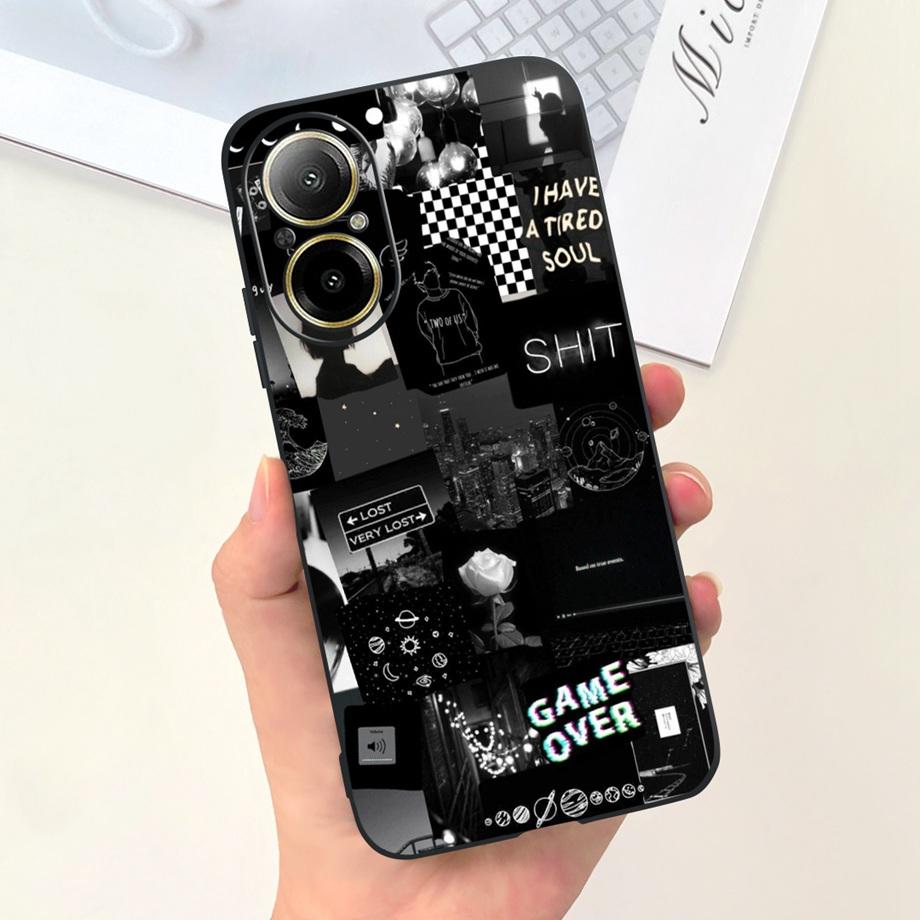Case For Oppo Realme C67 4G RMX389 Phone Cases Black Cat Moon Night Soft Silicone Shockproof Back Cover For RealmeC67 4G Funda