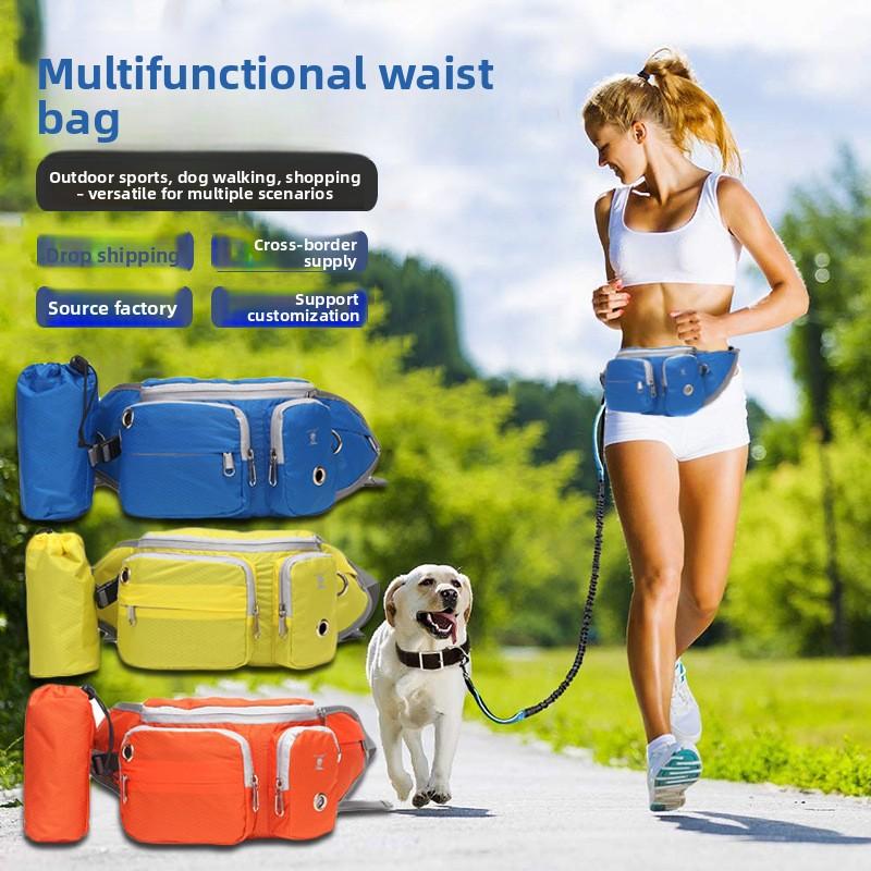 Multifunctional Dog Walking Waist Bag with Water Bottle Holder Professional Outdoor Running Belt for Pet Owners