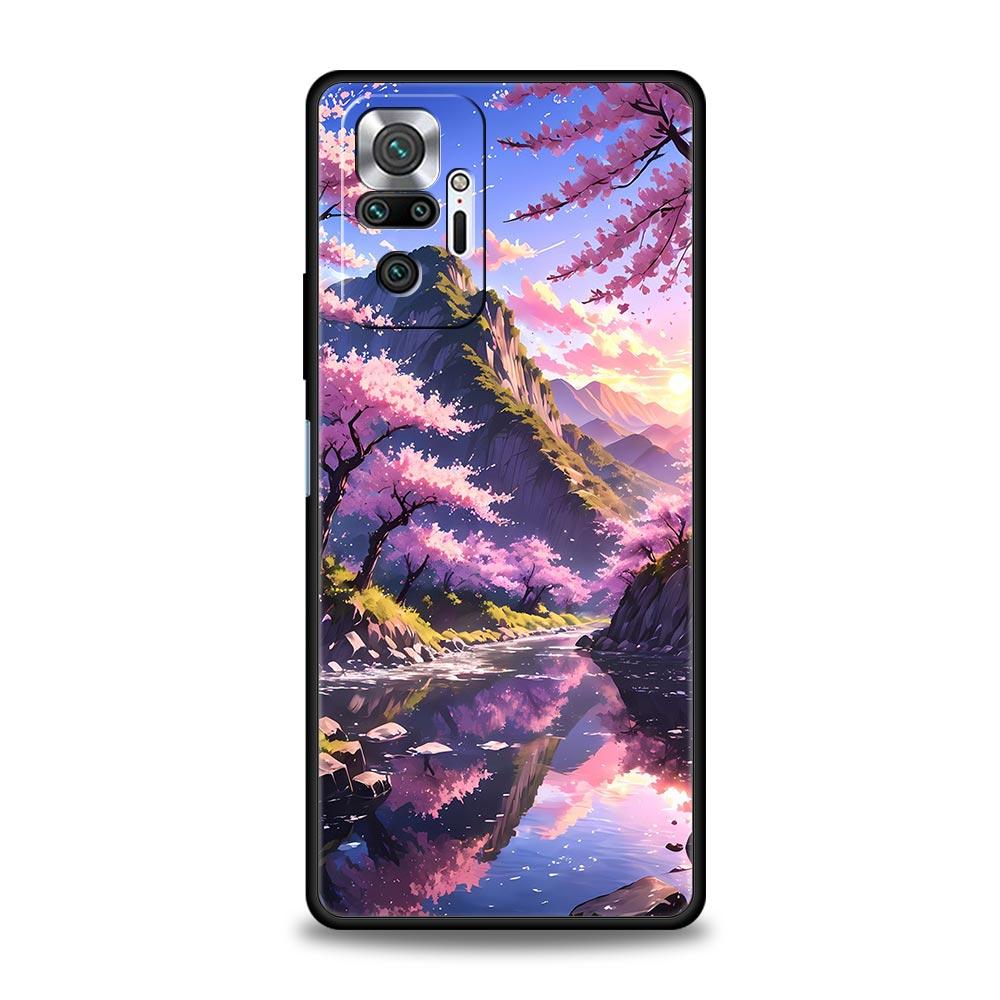 Чехол для телефона Xiaomi Redmi Note 14 13 12 5G 11 10 Pro Plus 4G 9S 9 14C 13C 12C 10C 9C 9A Cover Японский аниме пейзаж Арт