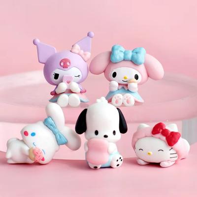 Набор из 5 шт. Фигурка Sanrio Cinnamoroll, Pochacco, Kuromi, Pom Pom Purin, Hello Kitty, Фигурки Действия, Игрушки, Миниатюрная Фигурка, My Melody, Подарки