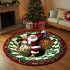 3D коврик «С Рождеством» Круглый рождественский коврик Ковер с золотым праздничным узором Черный праздничный ковер для пола Ковер с дизайном «Елки и леденцы»