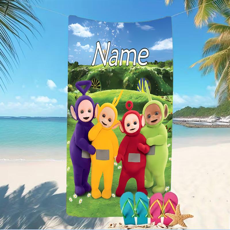 Customizable personalized beach towels Teletubbies themed designs.Suitable for the beach, yoga, sports;ideal as beach accessories