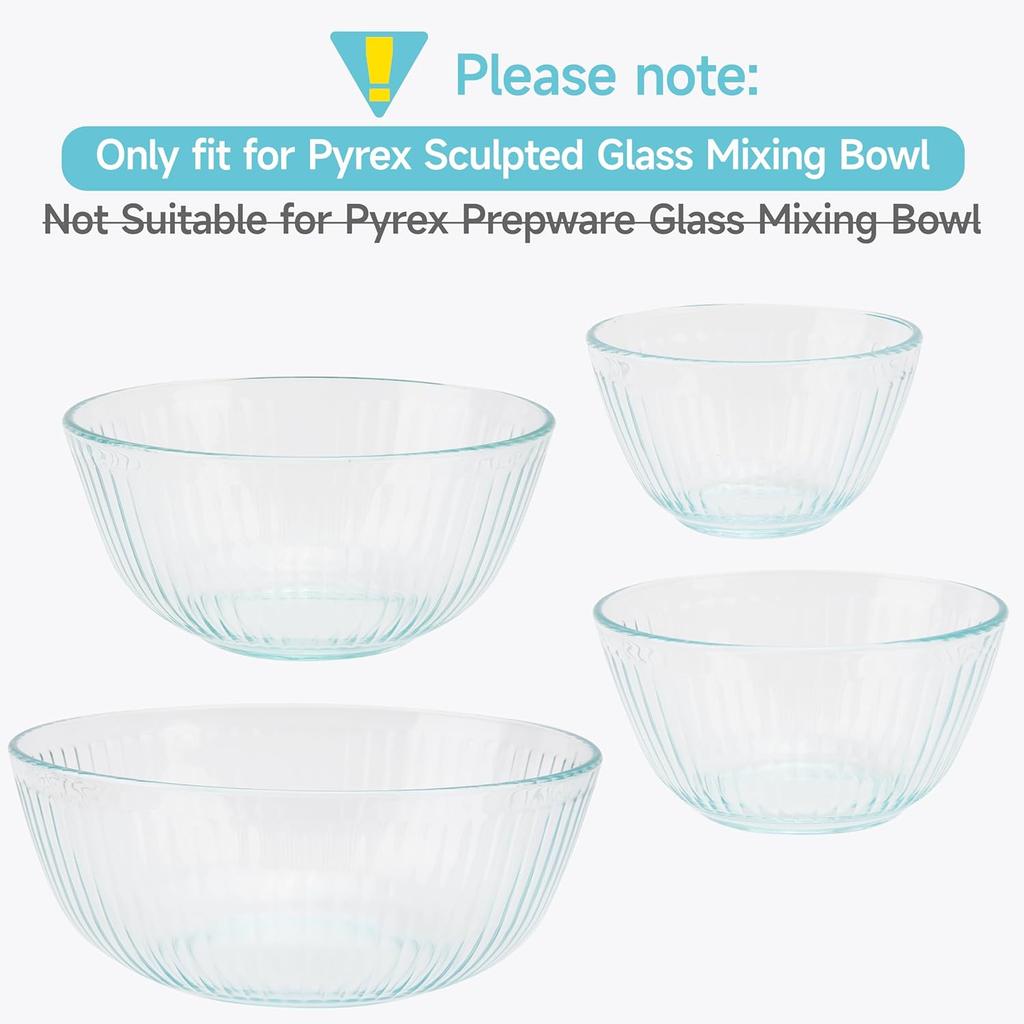 2-Pack Silicone Lids for Pyrex Sculpted Glass Mixing Bowls - Small Sizes Only Fit with 7401-S 3-cup, Dishwasher & Microwave Safe, Blue (Lids Only)