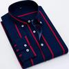 Non-iron Men's Print Shirt - Long Sleeve Striped Shirt for Casual and Business Wear - Fashion Slim Fit Korean Style Dress Shirts